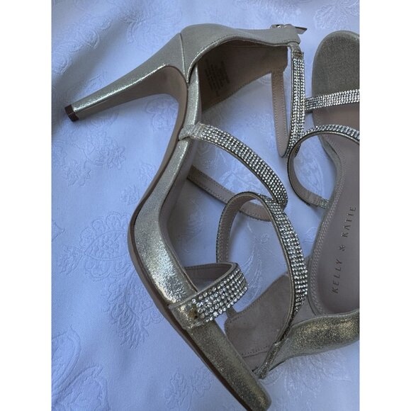 Kelly & Katie Sz 9 M Gold Metallic Courtney Jeweled Stiletto Heels Party - Picture 13 of 16